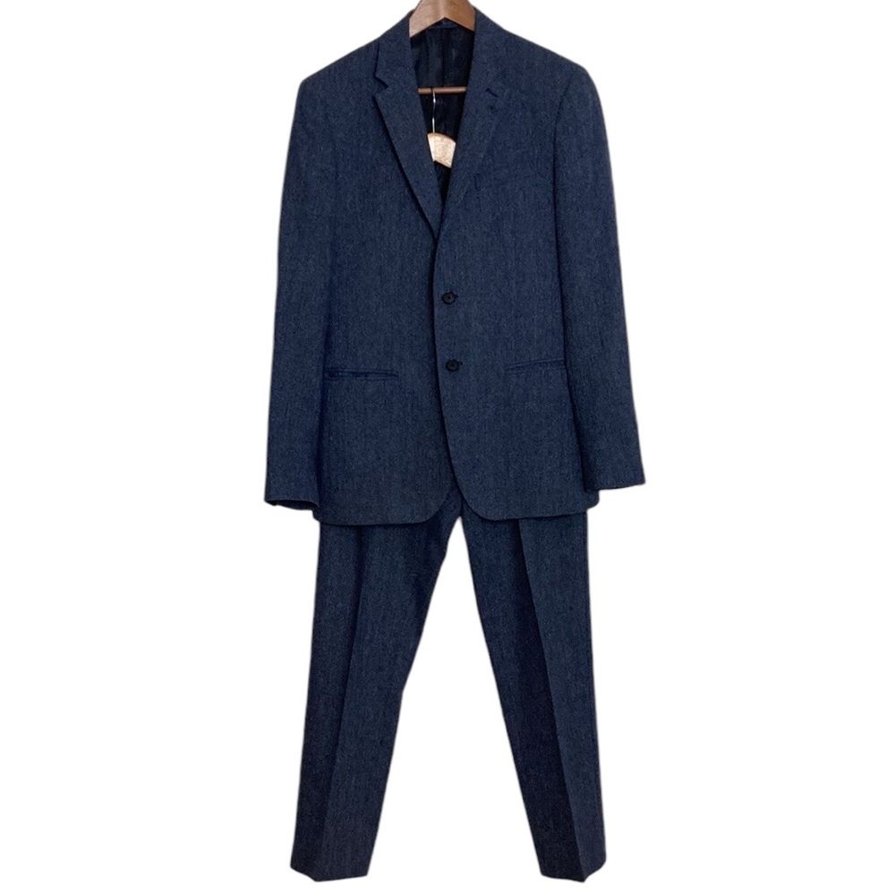 Reiss Suit Mens 38R 32 x 31 Blue Tanaka Wool Modern 2 Piece Blazer Pants